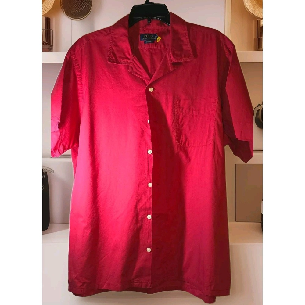 Polo Ralph Lauren Men's Classic‎ Fit Red Cotton Button Up Shirt Sz L Pony Logo